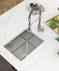Top view of 15 x 17 Inch Undermount Bar Sink In 16 Gauge T304 Stainless Steel, Single Bowl Wet Prep Kitchen Sink, Dent-Resistant Brushed Finish