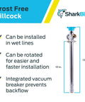 10 Inch Frost Free Sillcock With Push To Connect Inlet And 3/4 Inch Garden Hose Outlet, Built In Drain Shutoff