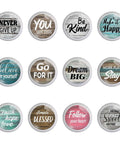12 Pack Motivational Quote Cabinet Knobs For Kitchen And Bathroom With Rustic Wood Farmhouse Charm, 1.37 Inch, Inspirational Quotes