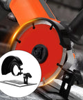 Keep Nasty Sparks Safe While You Work With This Rugged Adjustable Angle Grinder Holder Stand Featuring Heavy Duty Steel Debris Protection For 100 Mm Tools Your Shop Will Love, showcasing black guard and orange grinder.
