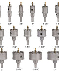 Vearter 15-piece carbide hole saw kit with pilot drill, 5/8-3 inch sizes for metal and plastic