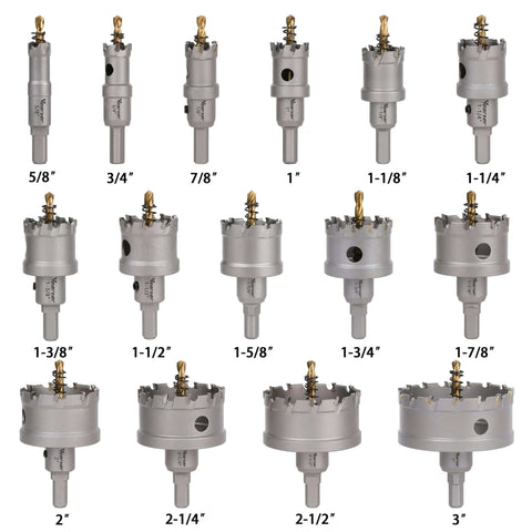Vearter 15-piece carbide hole saw kit with pilot drill, 5/8-3 inch sizes for metal and plastic