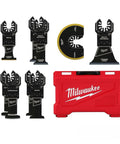 9Pc Oscillating Multi Tool Blade Kit With Slick Quick Swap Feature features sharp steel blades and a sturdy storage case.