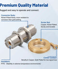 NMO To UHF SO239 Coax Adapter Kit with Low Loss Assembly showing nickel-plated brass body, copper nut, and gold contacts