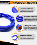 Amazon silicone heater hose, 1/2 in ID x 5 ft, blue with orange interior, reinforced high-temp coolant/vacuum line