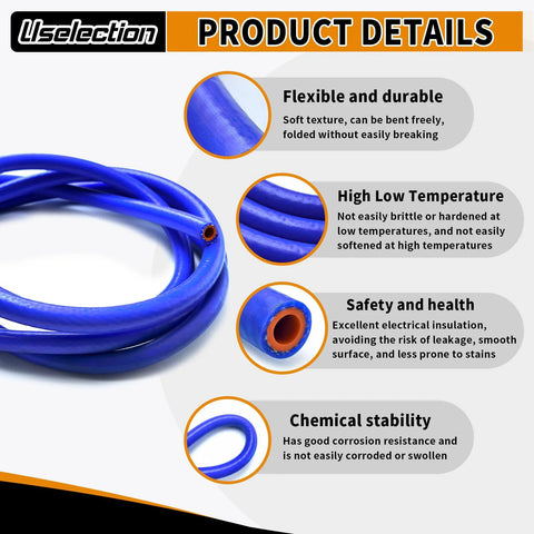Amazon silicone heater hose, 1/2 in ID x 5 ft, blue with orange interior, reinforced high-temp coolant/vacuum line