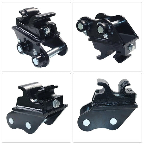 Mechanical Quick Change Hitch Coupler For Mini Excavators 0.6-3 Ton, Typhon and Other Small Diggers, front and side view