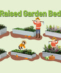 Illustration of Two-Piece Galvanized Raised Garden Bed Kit 10 By 3 By 1 Feet Outdoor Planters For Vegetables Flowers And Herbs