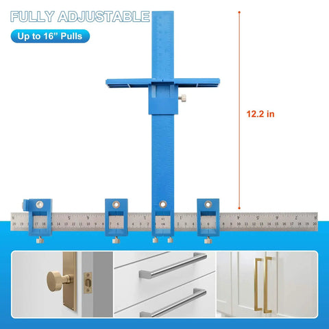 Adjustable Cabinet Hardware Jig With Quick Release Drill Guide For No Fuss Precise Hole Spacing And Dowelling A Handy Wood Drilling Template For Installing Handles And Knobs On Doors And Drawers