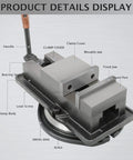 Diagram showing parts of Heavy Duty 5 Inch Vise With 360 Degree Swivel Base For CNC Milling Woodworking And Drill Press, Precision Clamps.