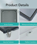 Rugged Outdoor Electrical Junction Box with IP67 ABS Enclosure, showing screw fixation, sealing ring, security fastener and padlock installation