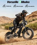 Offroad 1500W Peak Motor Fat Tire Electric Bike With 30 MPH Top Speed, 48V 15.6Ah Removable Battery on desert trail