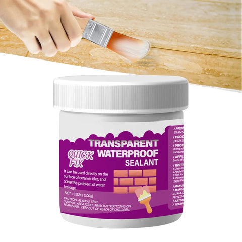 Hella Clear Invisible Waterproof Coating Spray For Walls And Roofs Freaking Tough Crack Leak Sealant No Sweat Barrier applied with brush on ceramic surface.