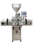 Heavy Duty Servo Automated Paste And Liquid Filling Machine 100 To 1000 Milliliter Capacity with stainless steel funnel and control panel.