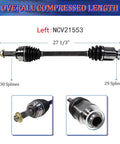 Front CV Axles Replacement For Honda Pilot 2009 2010 2011 EX LX Front Left And Right With ABS Ring Included OE Numbers NCV21552 NCV21553 29 Spline Count, left axle 27 1/3 inch