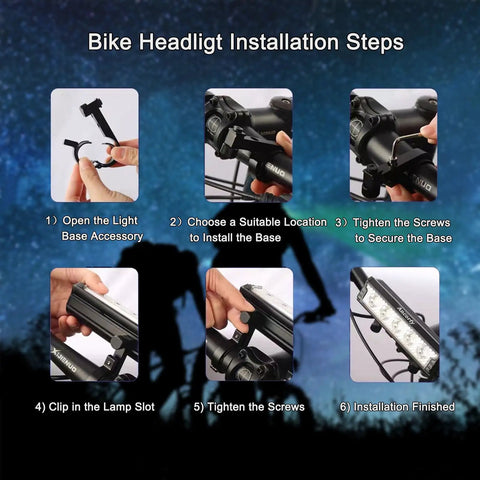 Ultra Bright LED Bike Light With USB Rechargeable Front Headlight For Late Night Rides Waterproof Bicycle Headlamp 5 Modes Up To 2500 Lumen MTB Off Road Long Lasting 4800mAh Battery For All Weather Trails
