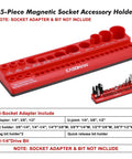 Magnetic Socket Accessory Holder Tray For One Quarter Inch Drive Tools Red Polypropylene Organizer With Rubberized Magnetic Base