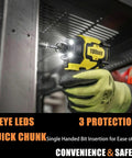 Cordless Impact Driver 1/4 Inch Chuck, Ultra Compact 4-1/4 Inch Head with LED light being used on metal surface, tool only