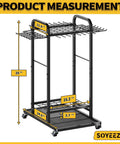 Garden Tool Organizer With Lockable Wheels, Heavy Duty 3 Tier Yard Tower Rack For Garage, Holds Up To 35 Long Handled Tools