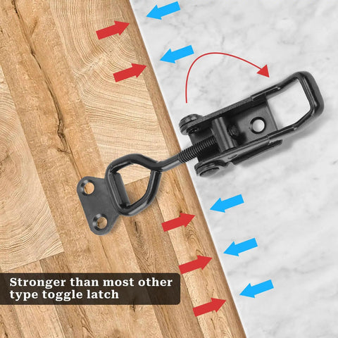 Beefy 2 Pack 300 Lb Toggle Latch Clamps With Quick Release on wood and marble surface