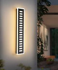 Totally Sleek Modern Outdoor Wall Light With 24W LED At 3000K Warm White, Black Exterior Sconce Made From Waterproof Acrylic
