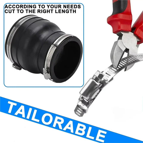 2 Set Heavy Duty Worm Gear Stainless Steel Hose Clamps Kit For Cars And Trucks Secure Mechanical Grip Rigid Core Construction Holds Firm Under Pressure No Slip Automotive Hoses And Pipes, adjustable tailorable hose clamp