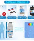 Rainbow 1.8 Stunt Kite For Beginners And Pros With Dual Line Foil Sport Kite Easy Setup Forgiving Flight Tons Of Fun For Speed Or Pull Tricks Ideal Outdoor Flight Gear For Adults And Teens infographic showing dimensions and components.