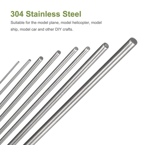 304 Stainless Steel Round Rod 2mm By 350mm 10 Pack Lathe Bar Stock Pro Grade For Industry And Metalworking Hobbyists DIY Craft Projects