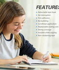 Woman using refillable retractable quick dry white correction tape with cute kawaii pen shaped applicator at a desk