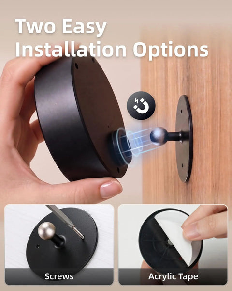 Installation process for Cordless Led Wall Sconce With Rechargeable Battery Dimmable Touch And Remote Controls Three Warm To Cool Temperatures 360 Degree Rotation Zero Drilling Renter Ready Upgrade That Goes Hard For Bedroom Bedside Vibes Black Pack Of Two, showcasing screws and adhesive options.