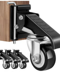 Heavy Duty Workbench Casters Kit 600 Lb Capacity Set Of 4 with two mounting options, black polyurethane wheels on steel frame