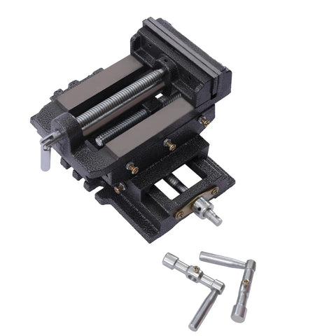 5 Inch Cross Slide Drill Press Vise With X Y Compound Bench Vise For Milling And Metalworking Heavy Duty Bi Directional 2 Way Slide Clamp And Precision Scale For Accurate Trajectory Adjustments cast iron cross slide vise with handles