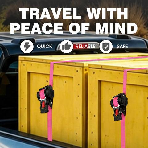 Heavy Duty Self Retracting Ratchet Straps 1 Inch By 13 Feet With Auto Rewind Tensioner Bolt On Brackets 1800 Pound Capacity No Sweat Cargo Tie Downs For Pickup Truck Haul Setup Four Pack Bundle