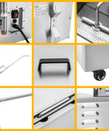 Professional Commercial Deep Fryer Oil Filtration System Cart With Heavy Duty Stainless Steel Machine And Powerful Pump components close-up