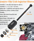 Steps for using Heavy Duty Injector Sleeve Removal and Installer Kit With Timing Pin and Injector Height Tool Plus Engine Barring Socket