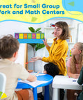 Teacher using Fraction Manipulatives For Kids With Seven Colorful Panels That Visualize Fractions in classroom setting
