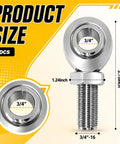 Heavy Duty 3/4 Inch Heim Joint Rod Ends Kit With Jam Nut For Steering And Suspension Upgrades detailed size dimensions shown
