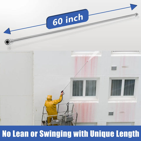 Two 60 Inch Pressure Washer Wand Extensions Stainless Steel Power Washer Lance With One Quarter Inch Quick Connect Fitting 4000 PSI