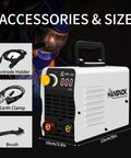 130A Mini Stick Welder 110V Arc Welding Inverter With Hot Start And Anti Stick, Ultra Lightweight 5 Lb Welder dimensions shown