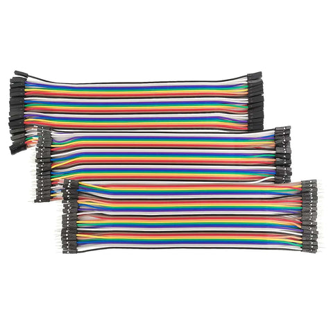 120-Piece 20cm Dupont Jumper Wire Kit 40pin Multicolor Cables M To M And F To F for Breadboard Prototyping displayed flat