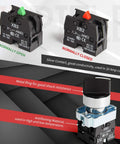 Two Pack 22mm Metal Head 3 Position Maintained Selector Switch With 2 Normally Open Contacts 660VAC 10A Rating with green and red indicators