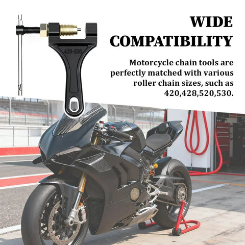 Built Tough Motorcycle Chain Breaker Tool Adjustable From 420 To 530 Chain Size Master for Bicycles Dirt Bikes and Scooters