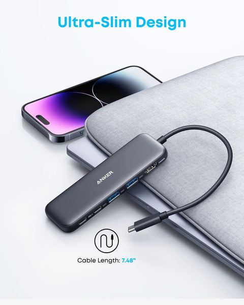 5 In 1 USB C Hub With 4K HDMI, 5Gbps USB C Data, Two 5Gbps USB A Ports, And 100W PD In For MacBook Pro Air Dell And More
