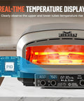 Close-up view of the 14-Inch Indoor Pizza Oven With 850°F High Heat showing temperature display and PID control system.