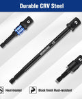 Impact Grade Socket Adapter Set With Case, Quarter Inch, Three Eighths Inch, And Half Inch Drive, shown with black finish adapters