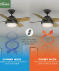 44 Inch Indoor Ceiling Fan With LED Light And Remote Control, bronze modern ceiling fan, 4 blades, seasonal modes