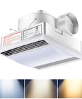 Ultra Quiet Bathroom Exhaust Fan With 15W LED Light, 1.0 Sones, 110 CFM Ventilation for Home Bathroom Office Hotel, 105 Sq Ft Coverage, Adjustable Light, Easy Install 4 Inch Duct in white showing different light settings.