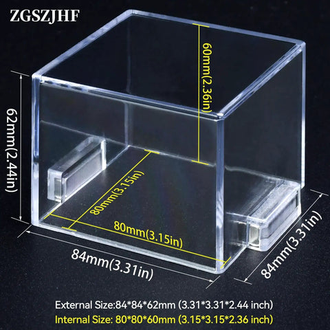 Magnetic Push Button Switch Protective Cover Square 84x84x62mm Dustproof Waterproof Transparent Shield, size dimensions shown