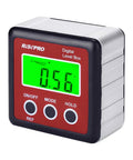 Digital Level Box Protractor Inclinometer With Magnetic Base And Bright LCD Backlight For Garage Grade Carpentry display.