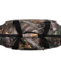Hella Durable 48 Can Insulated Soft Sided Cooler Featuring Realtree Xtra Camo Shell top view with zipper and straps.